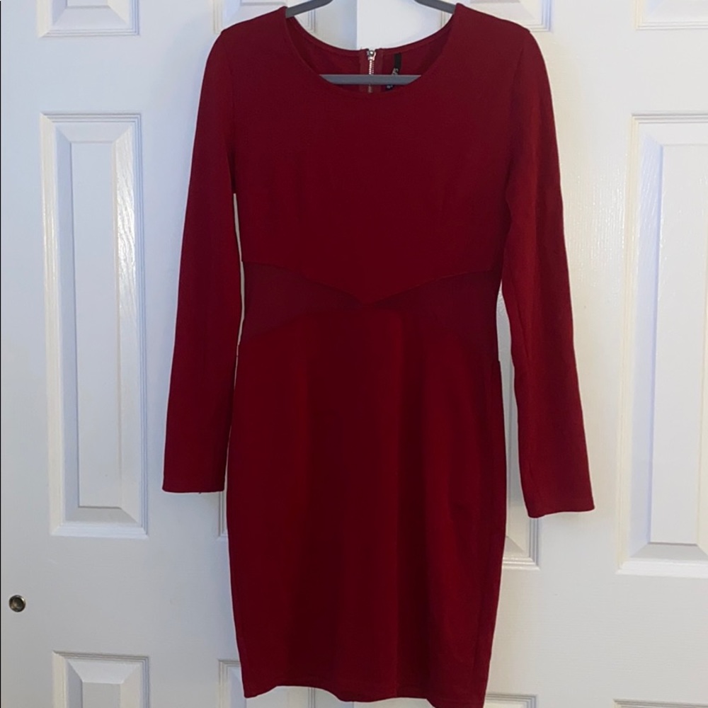 Red midi dress.